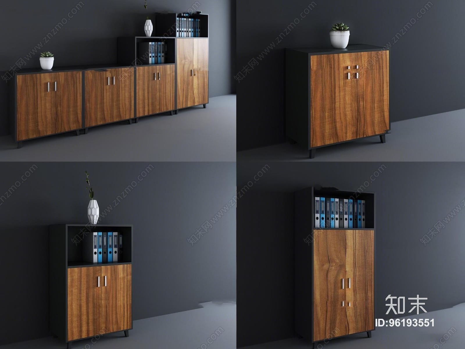 现代办公文件柜组合3D模型下载【ID:96193551】