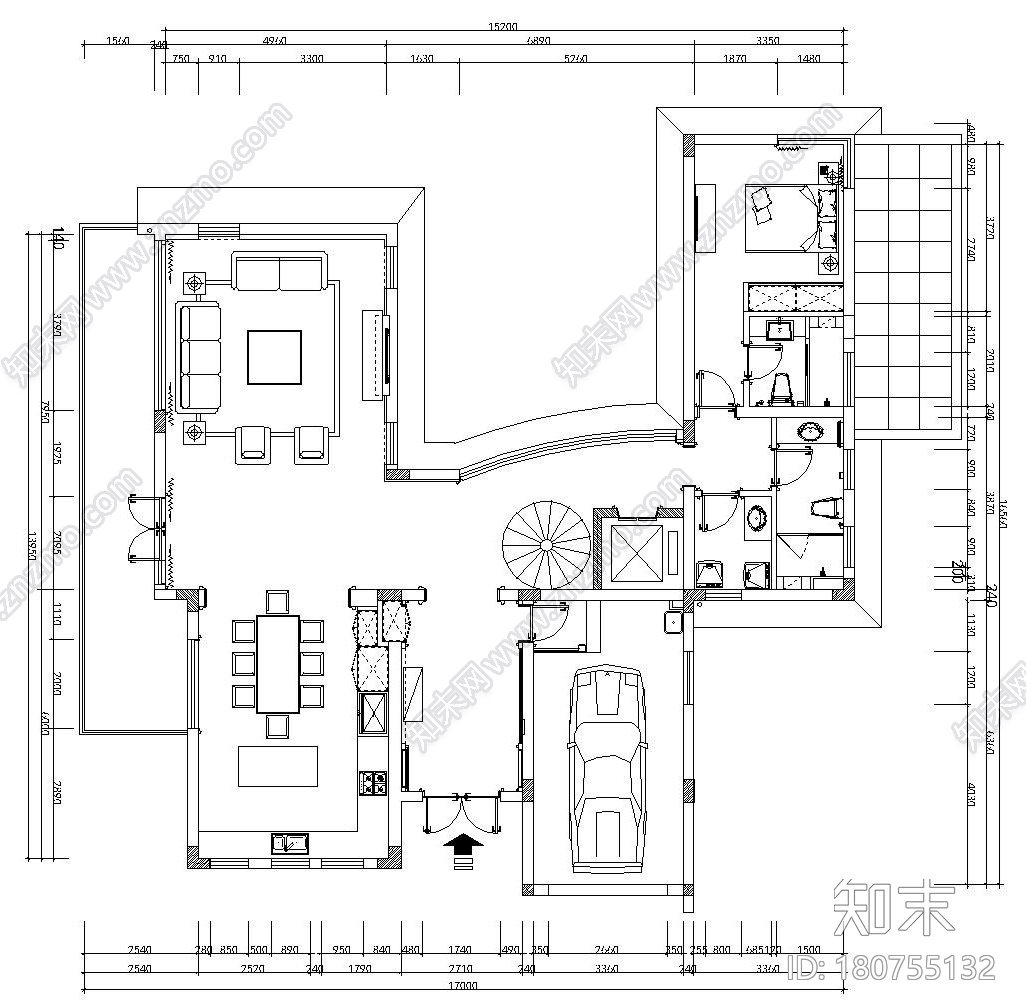 江南华府样板间装修施工图设计（附高清效果图）cad施工图下载【ID:180755132】