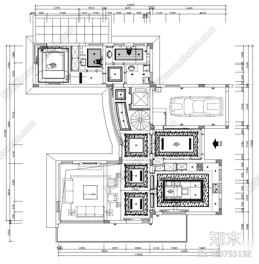 江南华府样板间装修施工图设计（附高清效果图）cad施工图下载【ID:180755132】