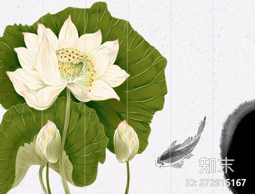 集成墙面莲花贴图下载【ID:272915167】