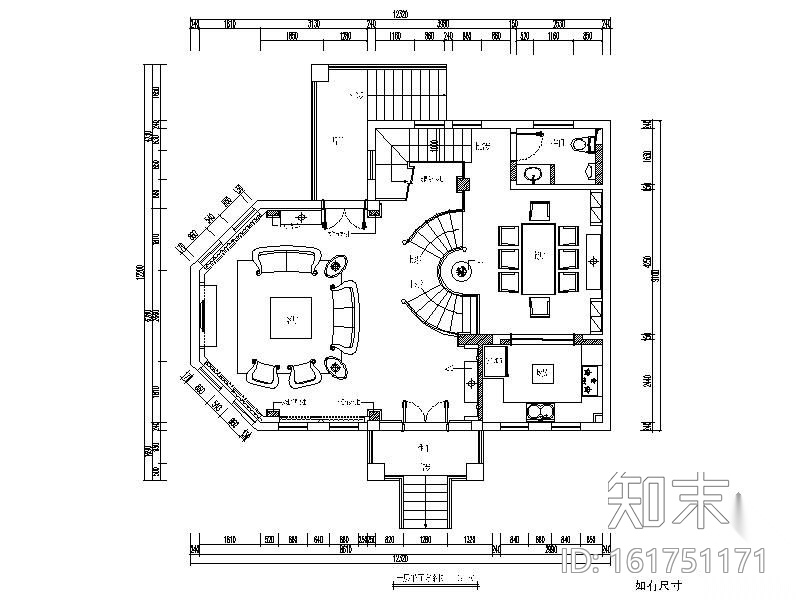 欧式三层别墅装修图施工图下载【ID:161751171】