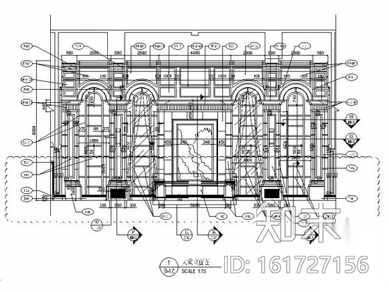 [江苏]名师设计欧式风格售楼处大堂室内装修施工图cad施工图下载【ID:161727156】