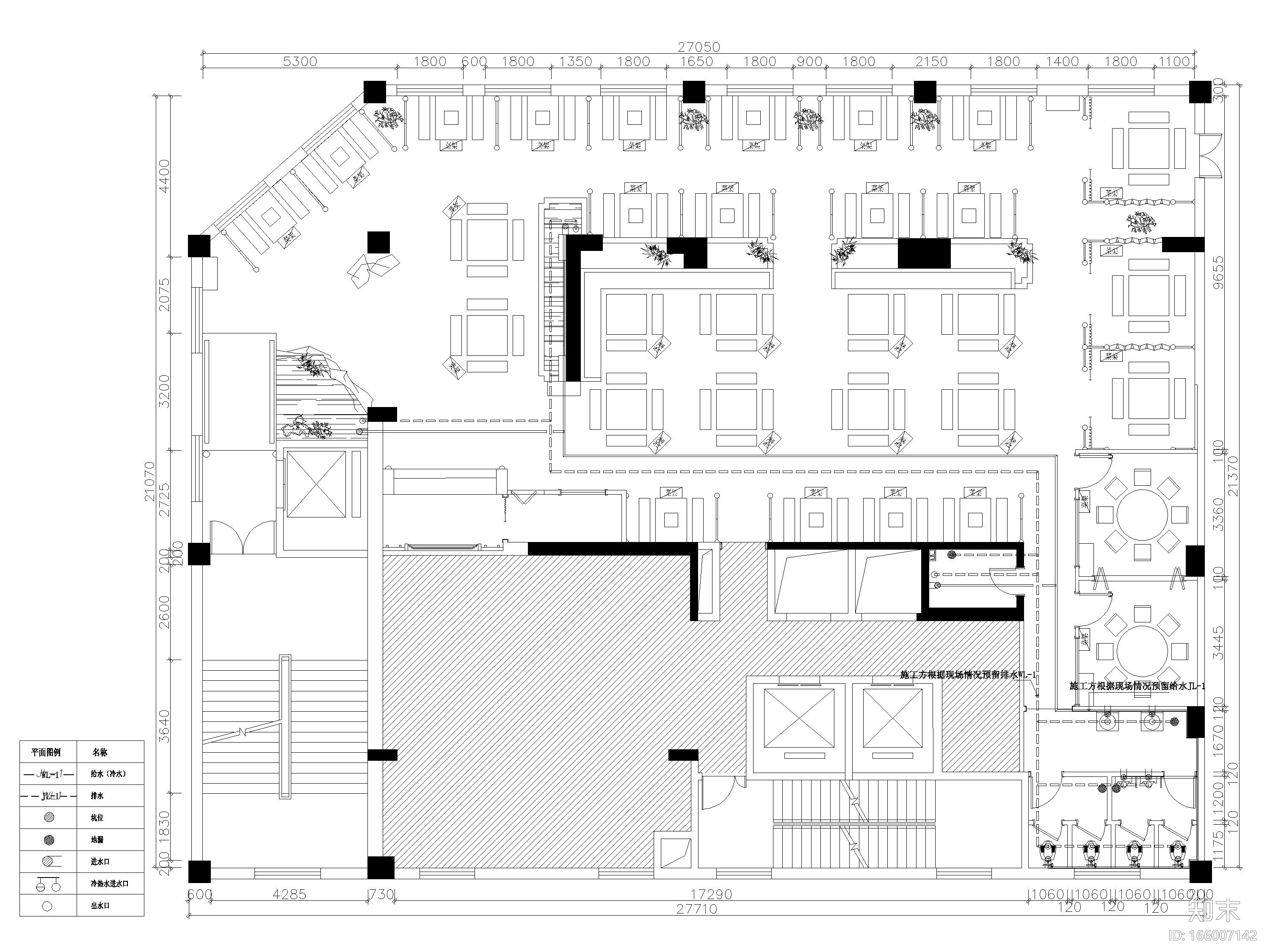 [甘肃]650㎡二层中式小龙坎火锅店施工图cad施工图下载【ID:166007142】