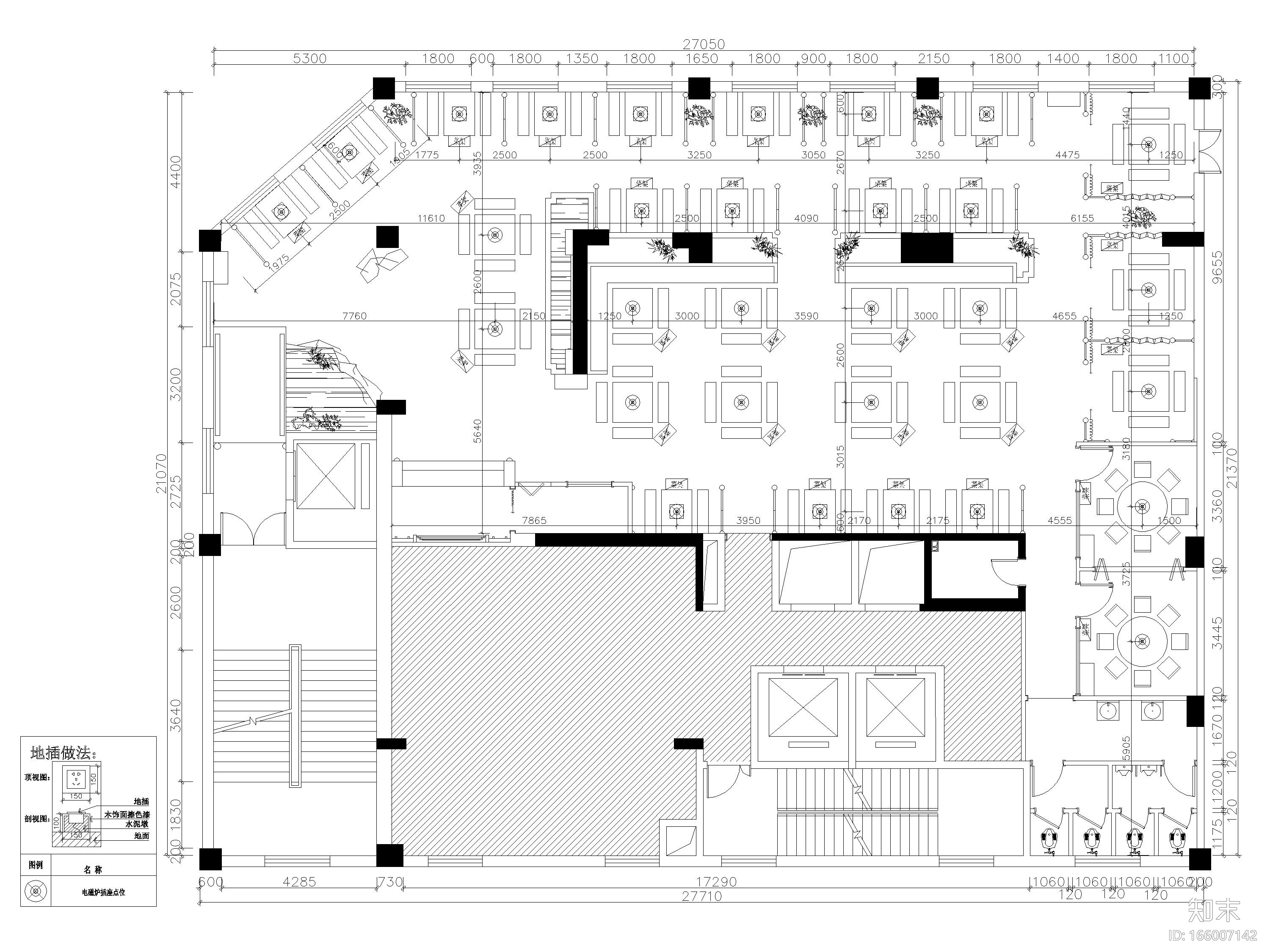 [甘肃]650㎡二层中式小龙坎火锅店施工图cad施工图下载【ID:166007142】