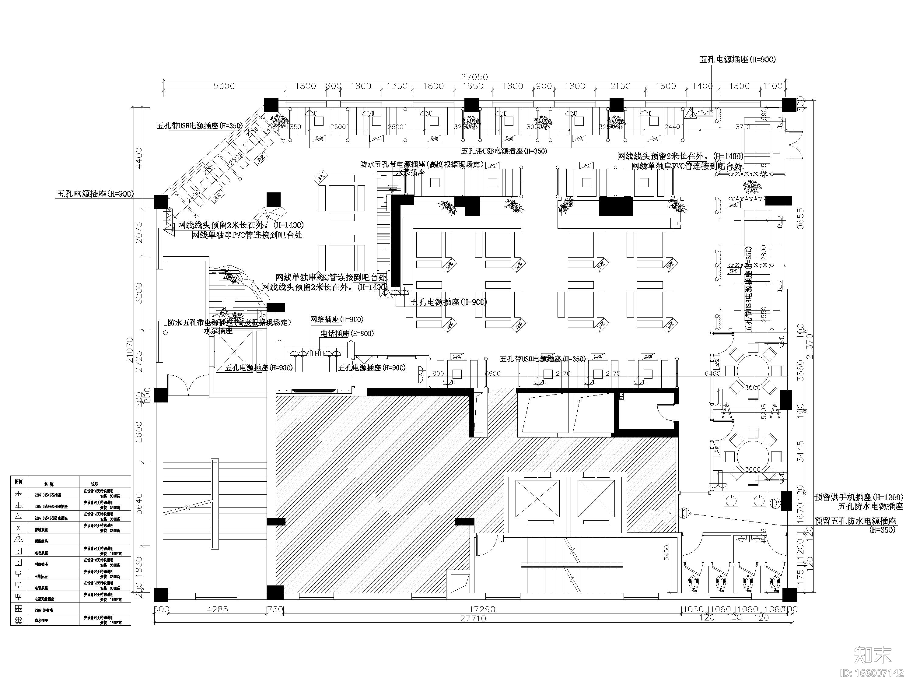 [甘肃]650㎡二层中式小龙坎火锅店施工图cad施工图下载【ID:166007142】