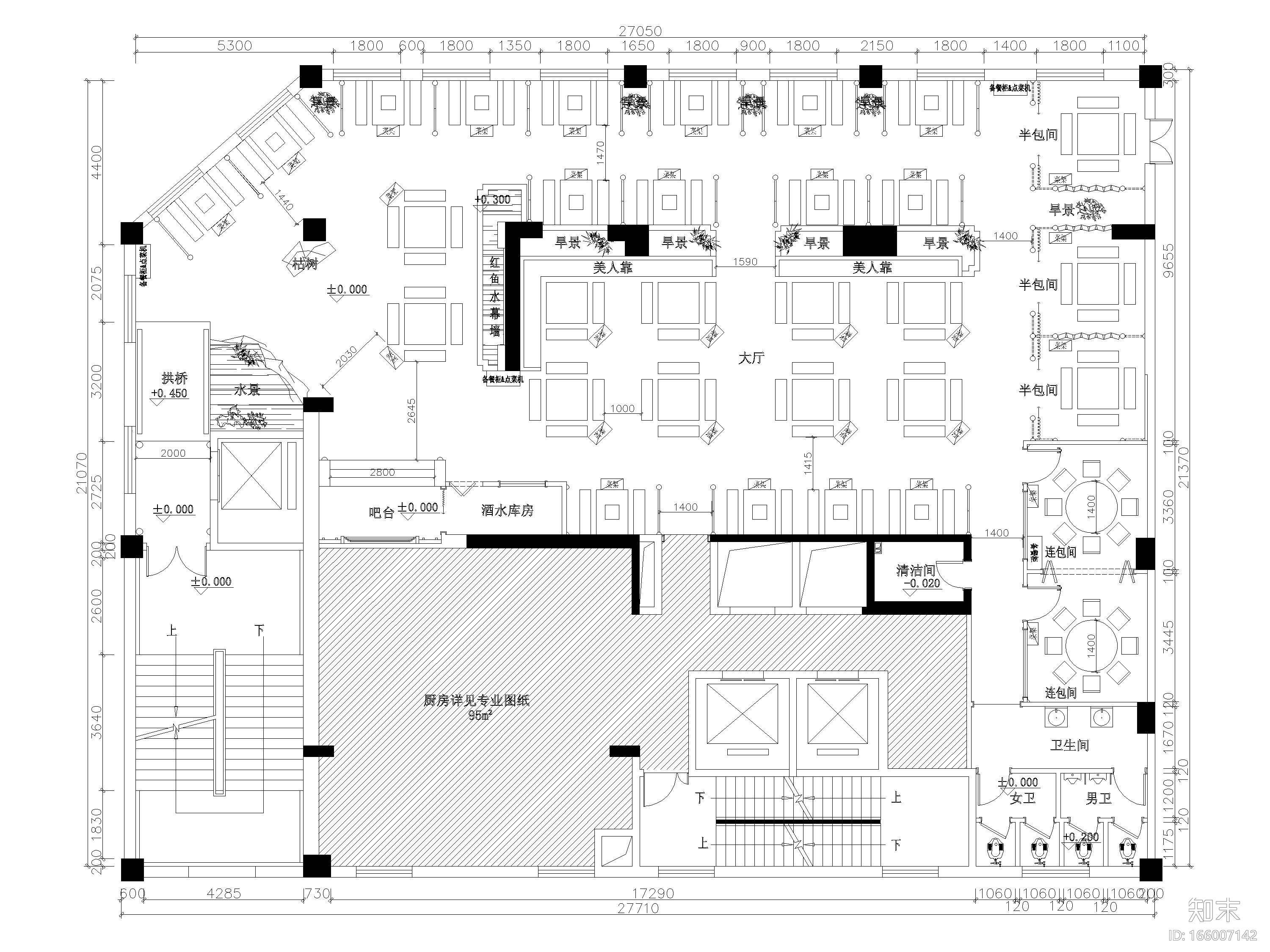 [甘肃]650㎡二层中式小龙坎火锅店施工图cad施工图下载【ID:166007142】