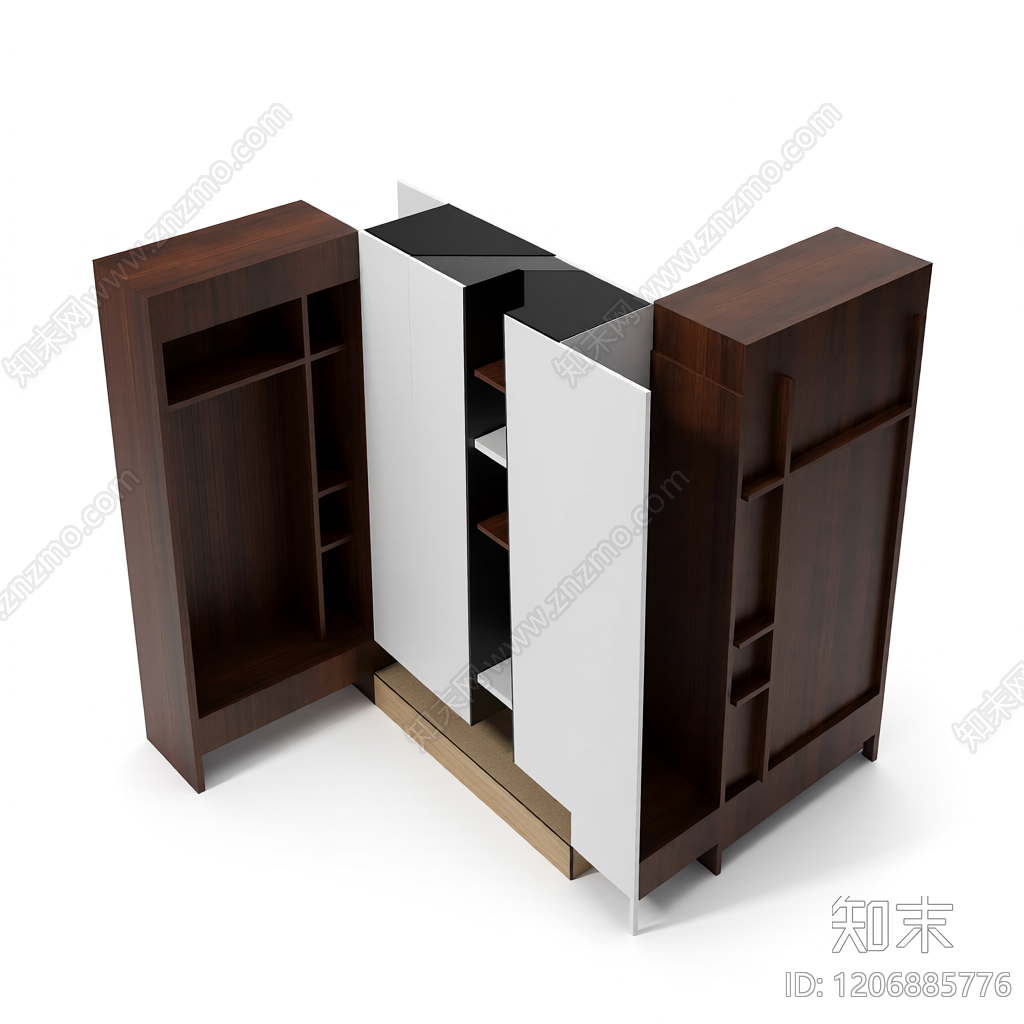 黑灰组合柜体模型3D模型下载【ID:1206885776】