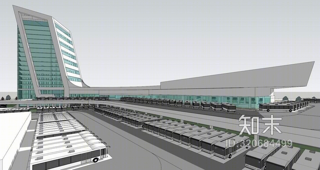 天津汽车客运站SU模型下载【ID:320684499】