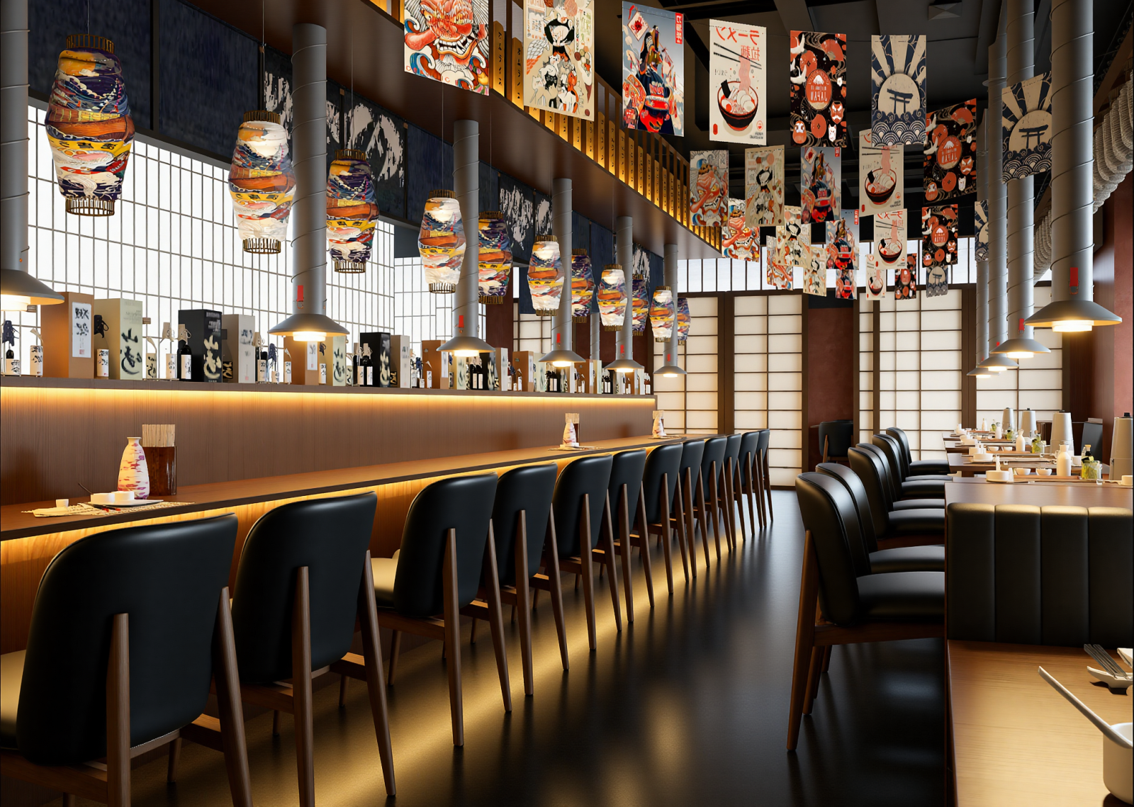 现代日料店3D模型下载【ID:1215038091】