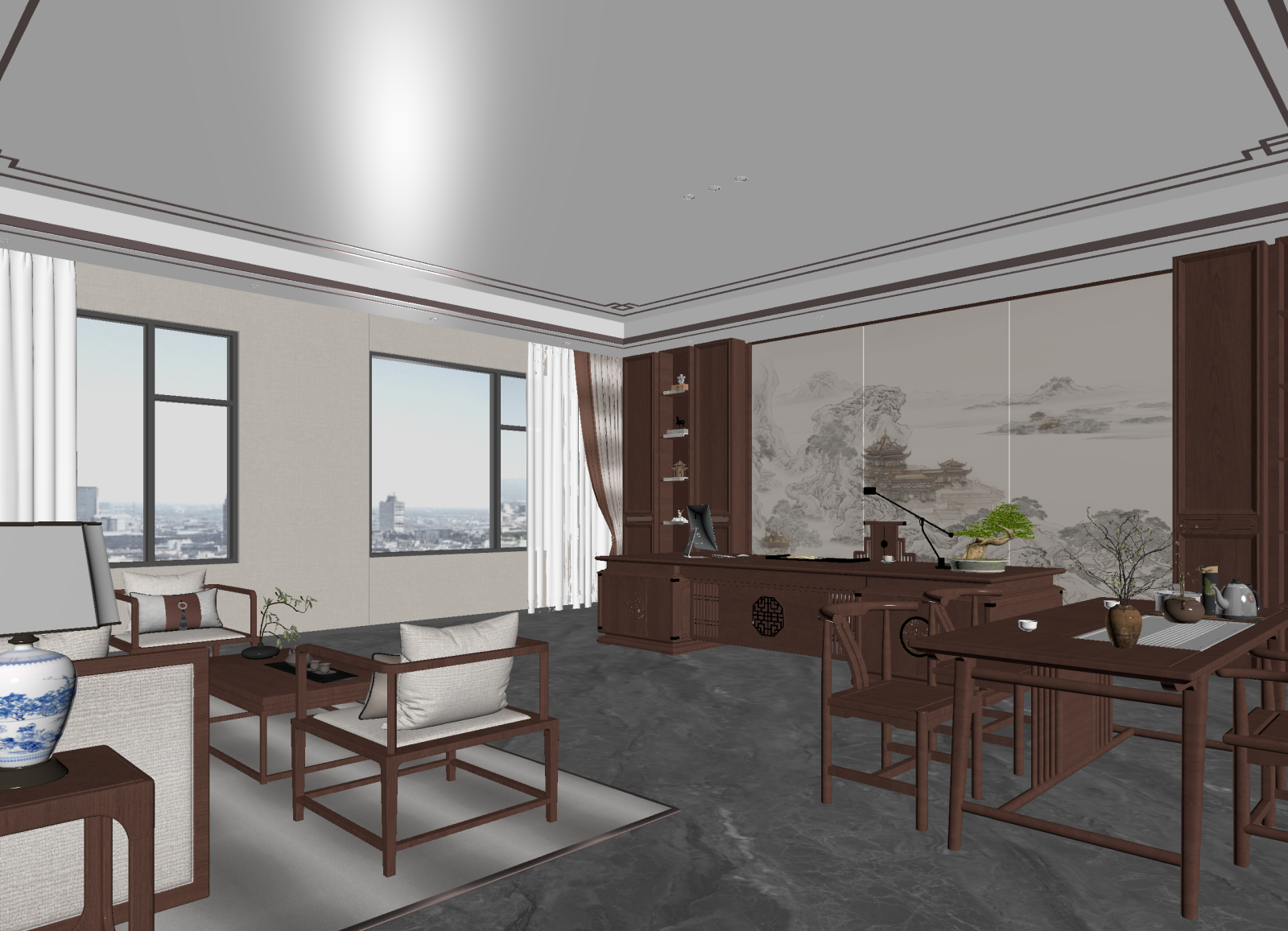新中式茶馆3D模型下载【ID:1214606634】