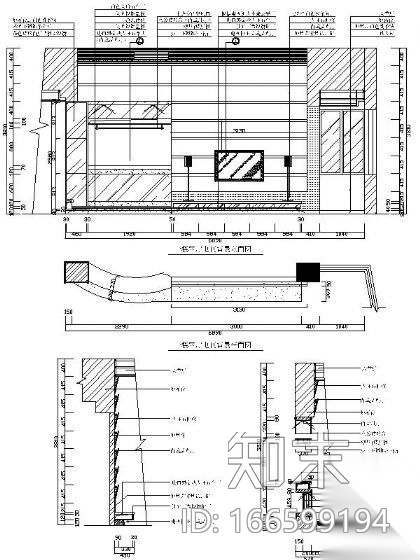 电视背景墙详图cad施工图下载【ID:166599194】