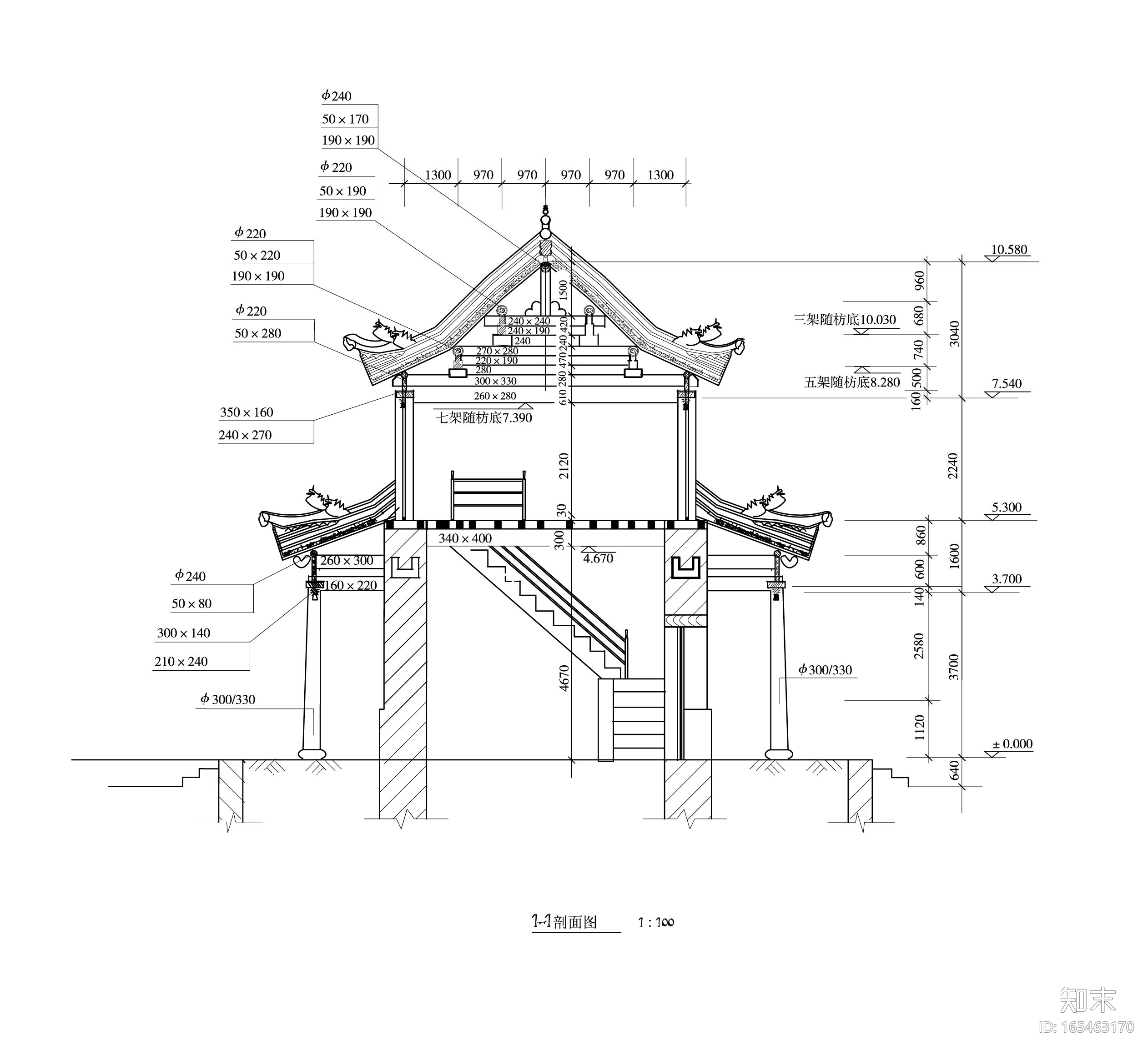 各类古建筑立面及节点超清线稿图施工图下载【ID:165463170】