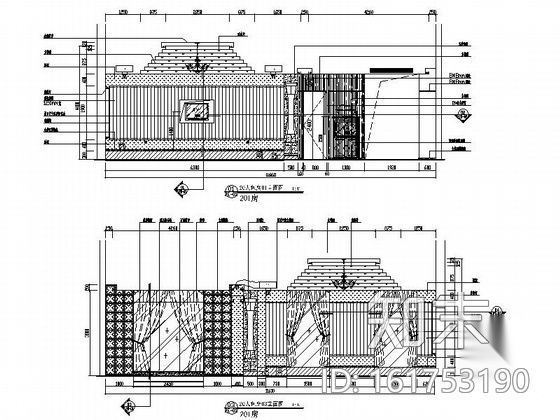 [陕西]新中式富贵华丽大型酒楼装饰施工图（含效果图）cad施工图下载【ID:161753190】