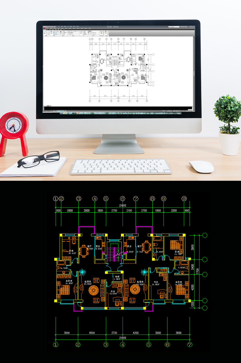 两室两厅一书房家居布局图施工图下载【ID:149703183】