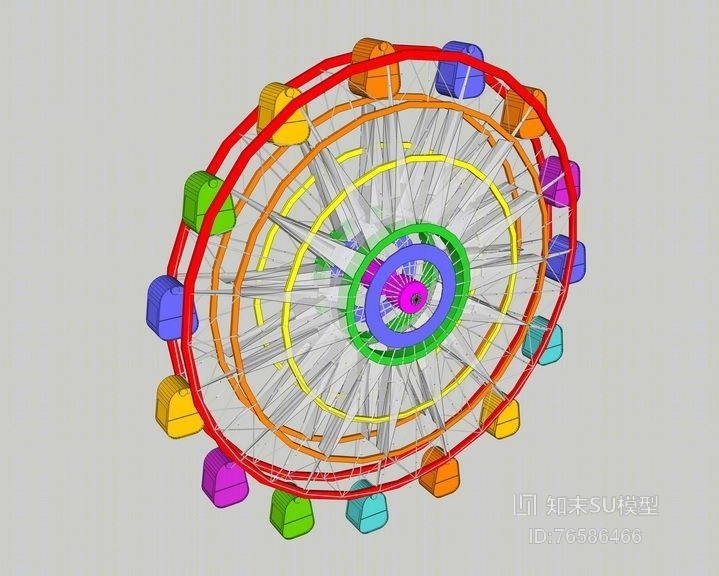 彩色摩天轮SU模型下载【ID:76586466】