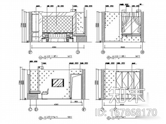 [哈尔滨]花园洋房两室两厅样板房室内设计装修图（含效果...cad施工图下载【ID:167868170】