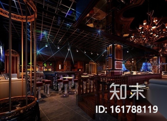[福建]时尚酒吧某层室内装修施工图（含效果）cad施工图下载【ID:161788119】