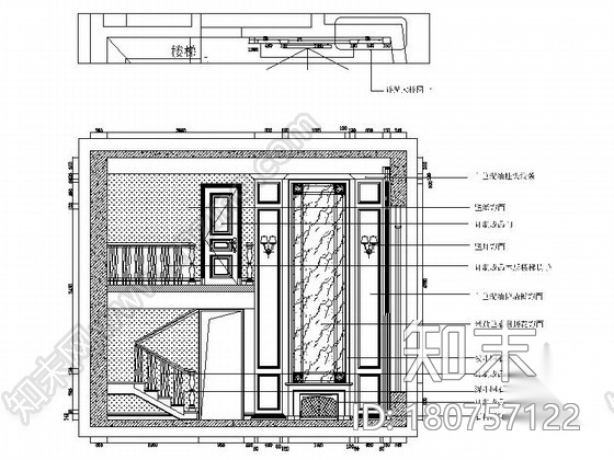 [沧州]精致浪漫欧式风格复式样板房CAD装修施工图（含效...cad施工图下载【ID:180757122】