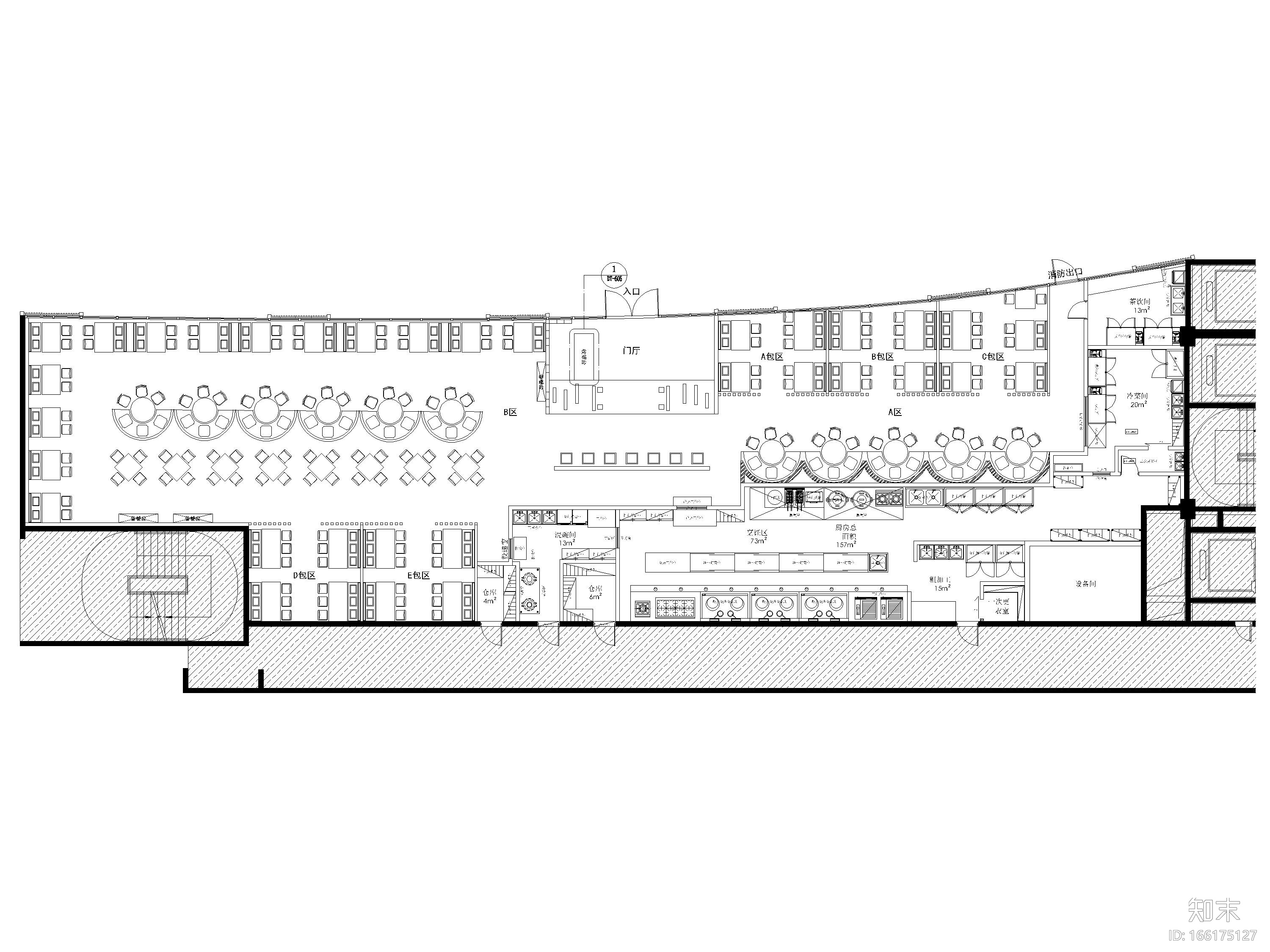 ​[上海]国展中心550㎡兴鸿餐厅设计施工图cad施工图下载【ID:166175127】