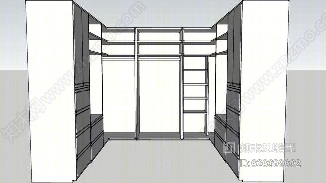 定制走进衣柜SU模型下载【ID:626699602】