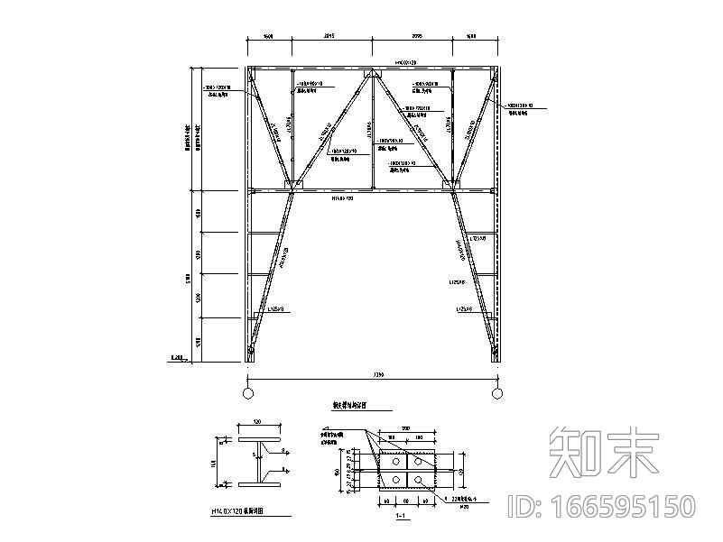 门式刚架结构节点详图CADcad施工图下载【ID:166595150】