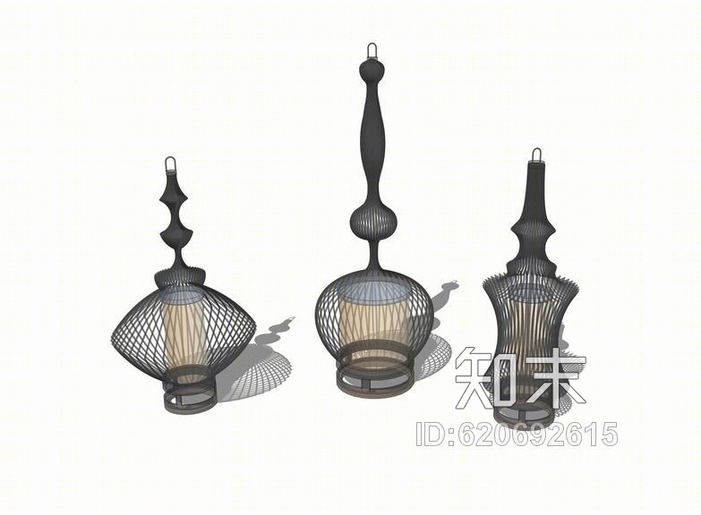 鸟笼灯雕塑SU模型下载【ID:620692615】