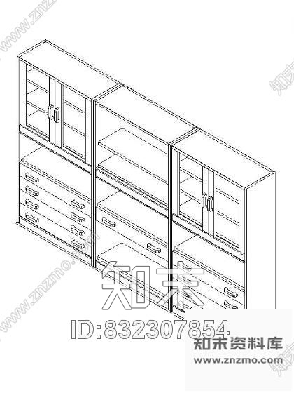 图块/节点书柜CAD三维图块7施工图下载【ID:832307854】