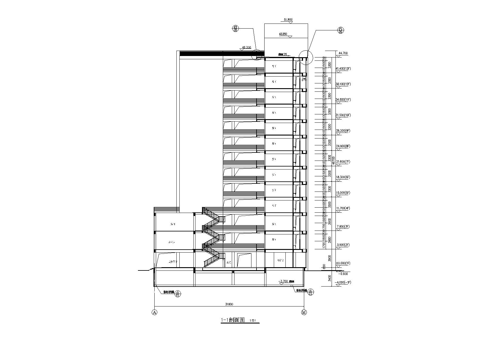 [广西]运动员公寓建筑施工图cad施工图下载【ID:166727173】