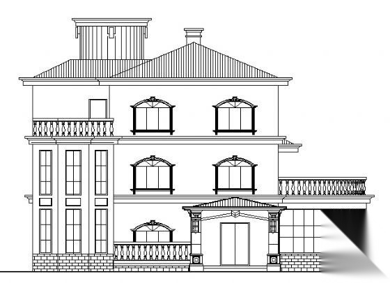 某三层别墅建筑方案图cad施工图下载【ID:149918189】