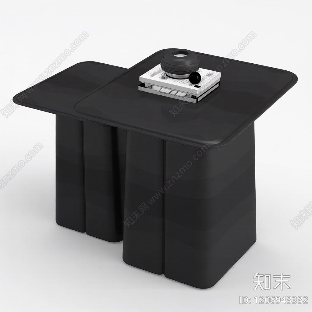 黑色异形茶几组合3D模型下载【ID:1206943332】