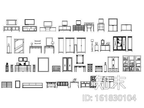 成品家具图块cad施工图下载【ID:161830104】