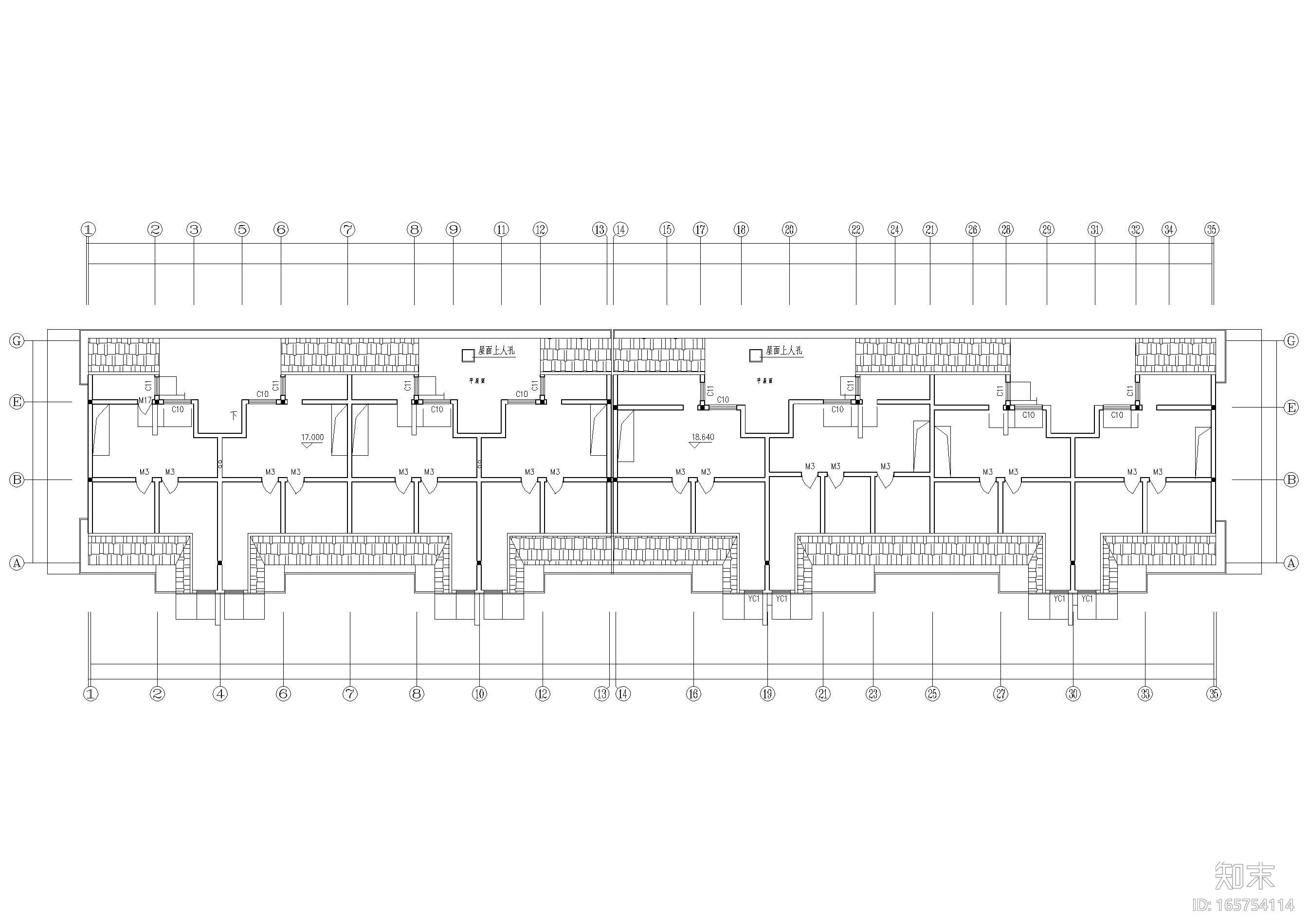 某七层多层宿舍楼建筑施工图cad施工图下载【ID:165754114】