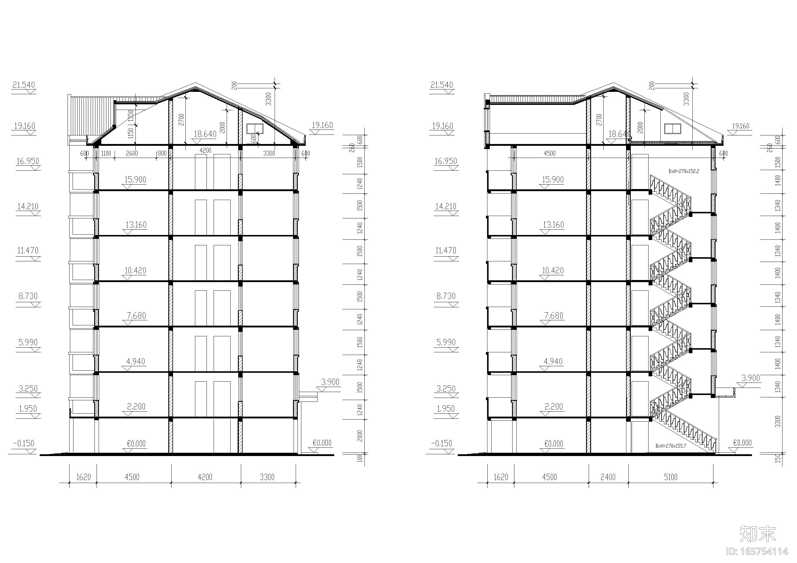 某七层多层宿舍楼建筑施工图cad施工图下载【ID:165754114】