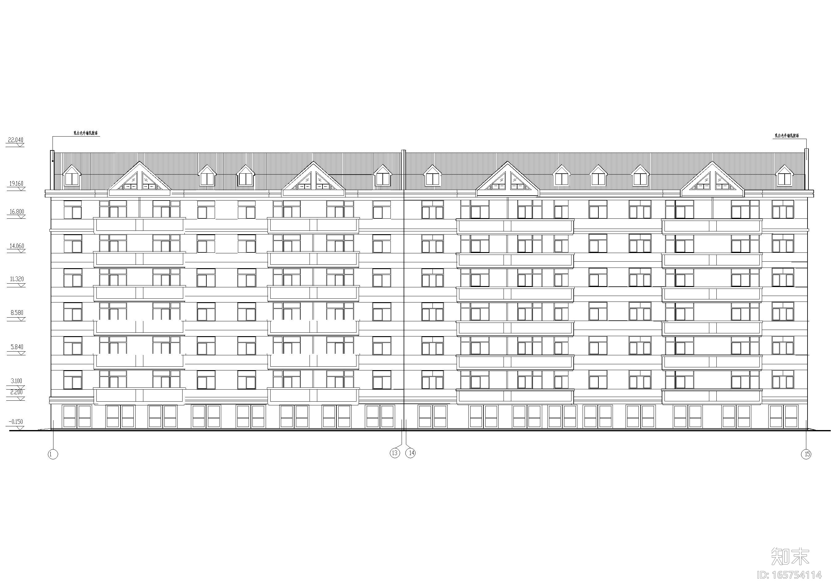 某七层多层宿舍楼建筑施工图cad施工图下载【ID:165754114】