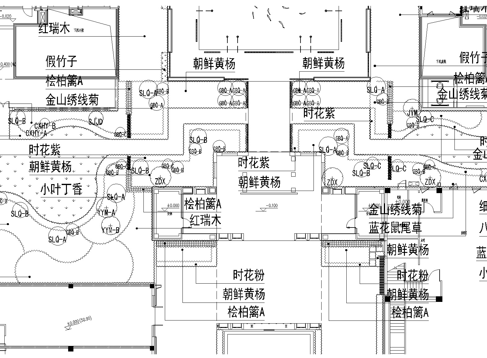 [沈阳]华润新中式翡翠范区植物配置施工图施工图下载【ID:160690145】