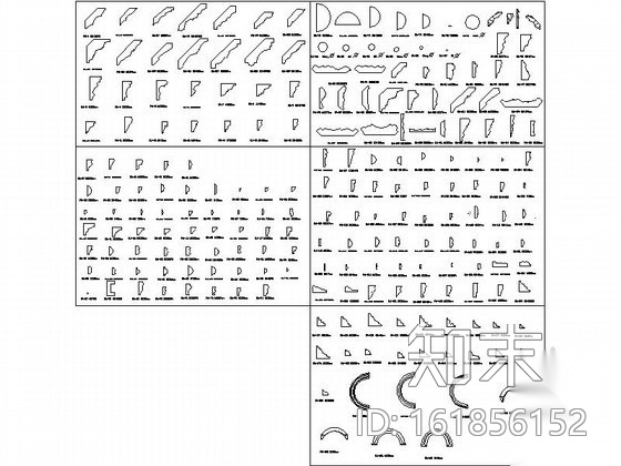 成套天花角线CAD图块cad施工图下载【ID:161856152】