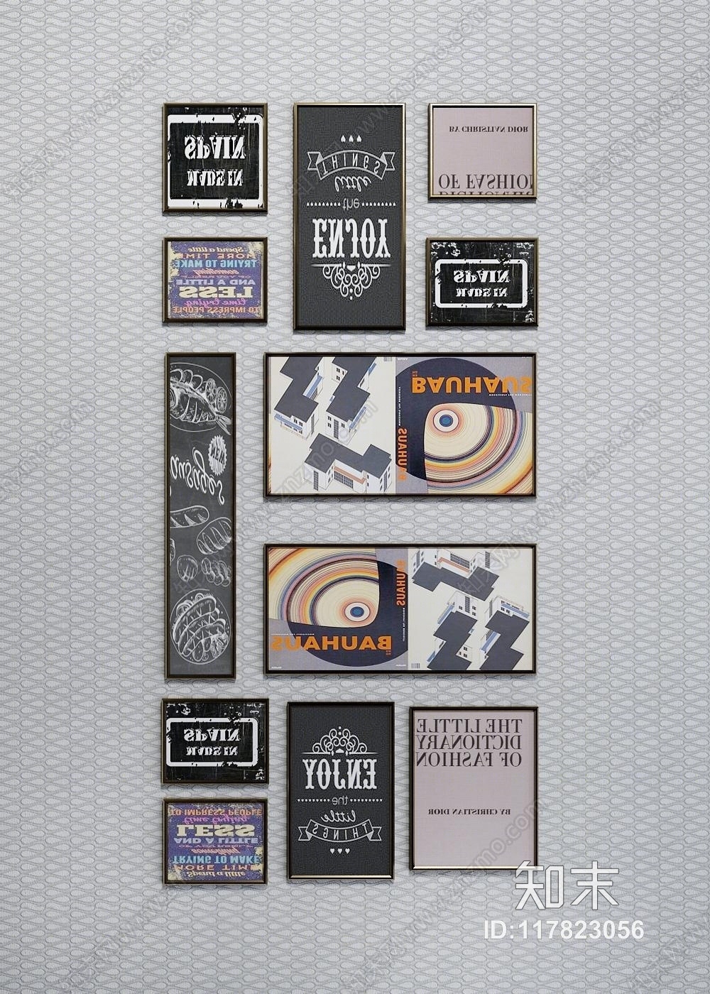 现代装饰画相框组合3D模型下载【ID:117823056】