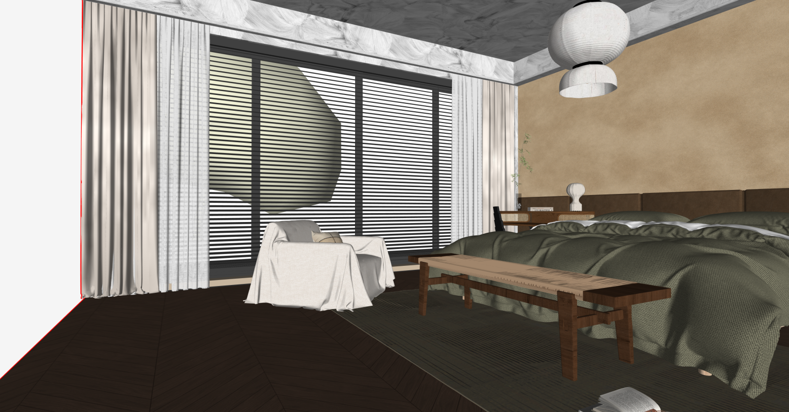 侘寂家居卧室SU模型下载【ID:1216063362】