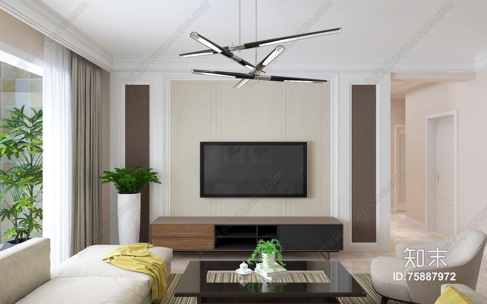 北欧明亮简单干净3D模型下载【ID:75887972】