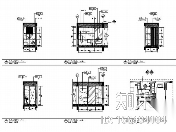 [广东]小户型两居室样板房室内装修施工图cad施工图下载【ID:166404104】