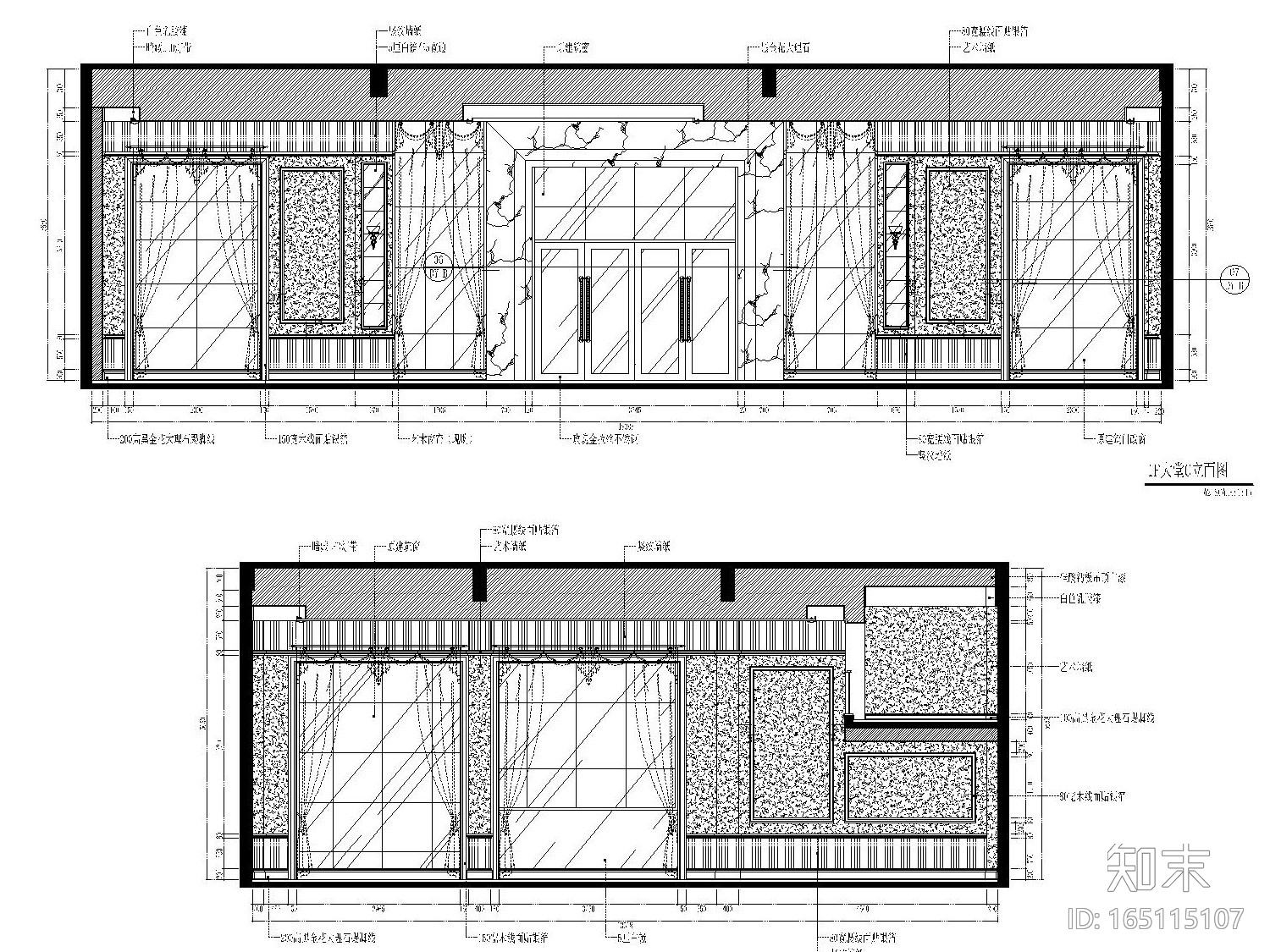 [湖南]某大型房地产售楼处施工图设计（附效果图）cad施工图下载【ID:165115107】