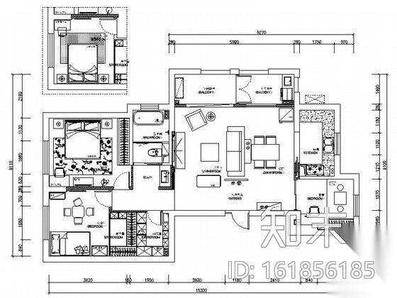 [宁波]高端法式社区现代三居室装修施工图cad施工图下载【ID:161856185】