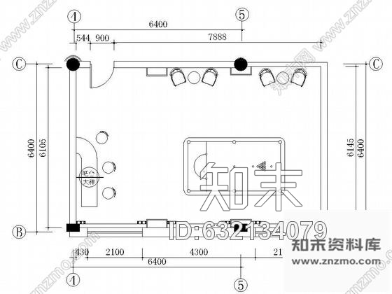 施工图休闲中心台球室装修图施工图下载【ID:632134079】