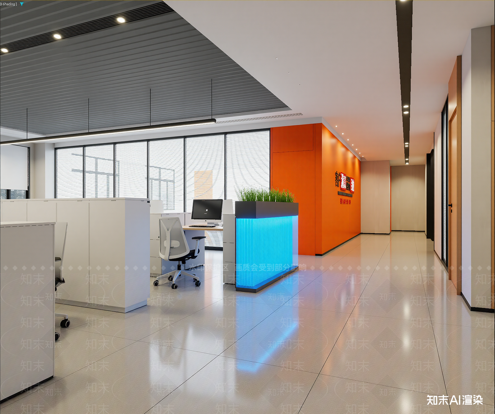 现代办公大厅3D模型下载【ID:1213900838】