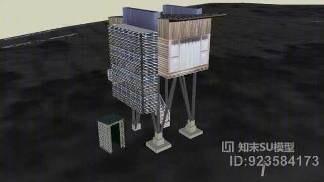 树屋“Keleu”HAPUCU小屋，凯库拉，新西兰SU模型下载【ID:923584173】