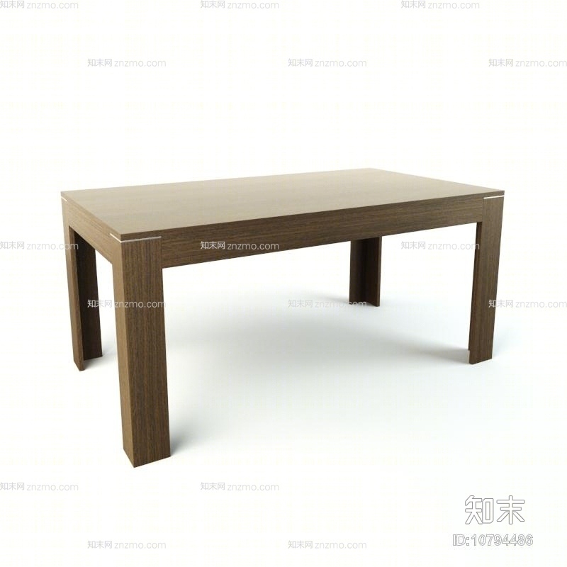 现代木艺餐桌3D模型下载【ID:10794486】