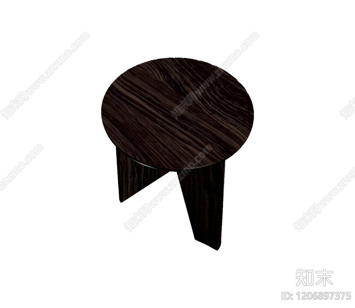 深色木纹圆凳3D模型下载【ID:1206897375】
