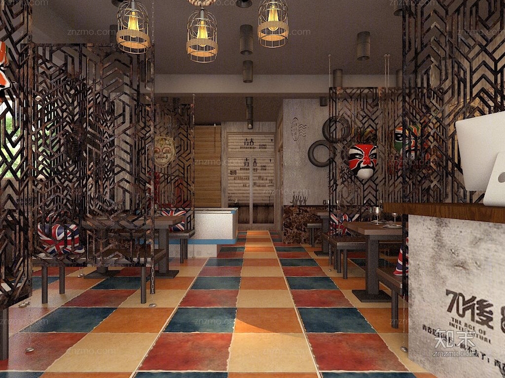 工业风格烧烤店3D模型下载【ID:35840727】