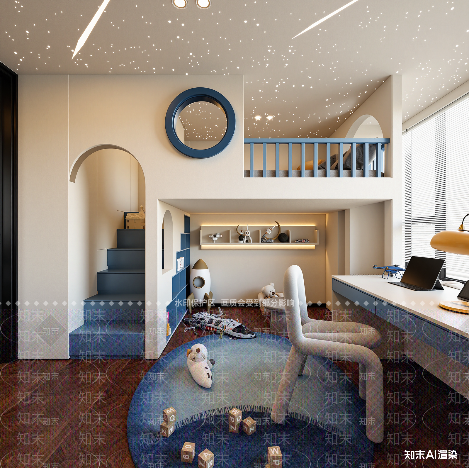 现代通用儿童房3D模型下载【ID:1215021211】