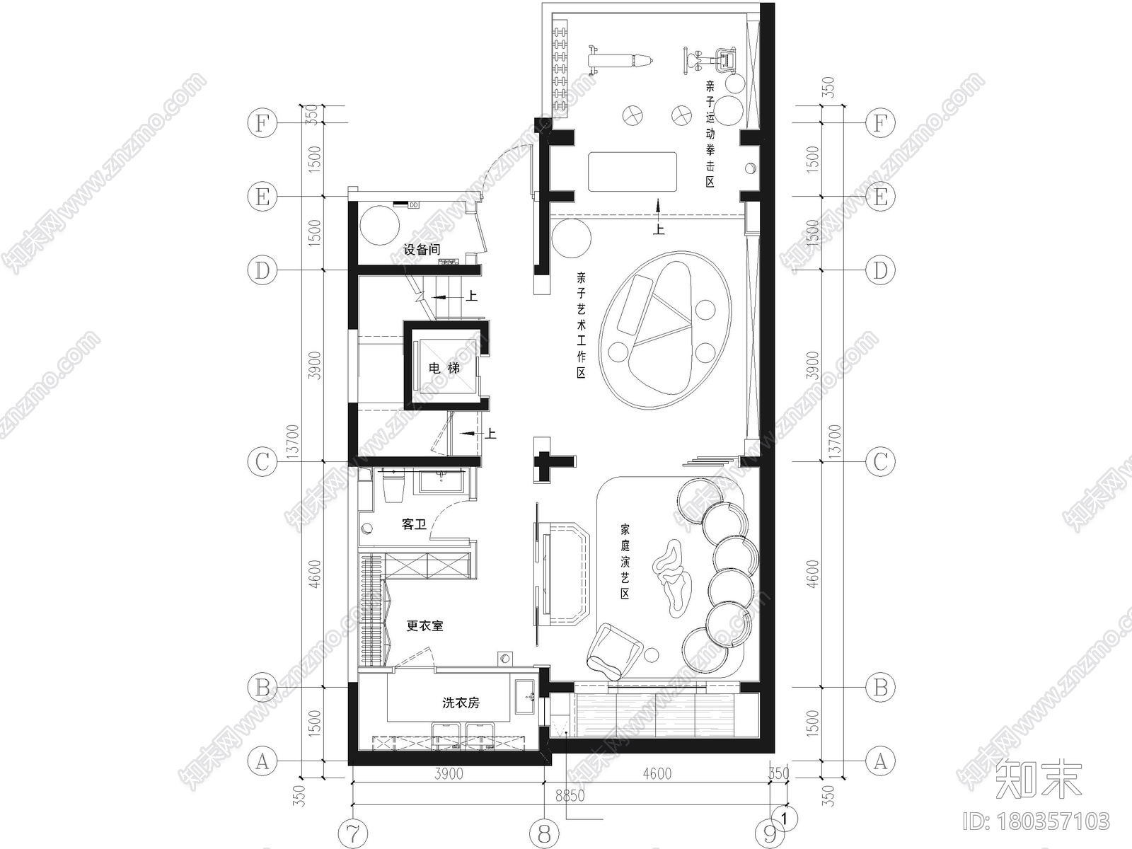 [北京]390㎡二层三居联排别墅施工图+3D模型施工图下载【ID:180357103】